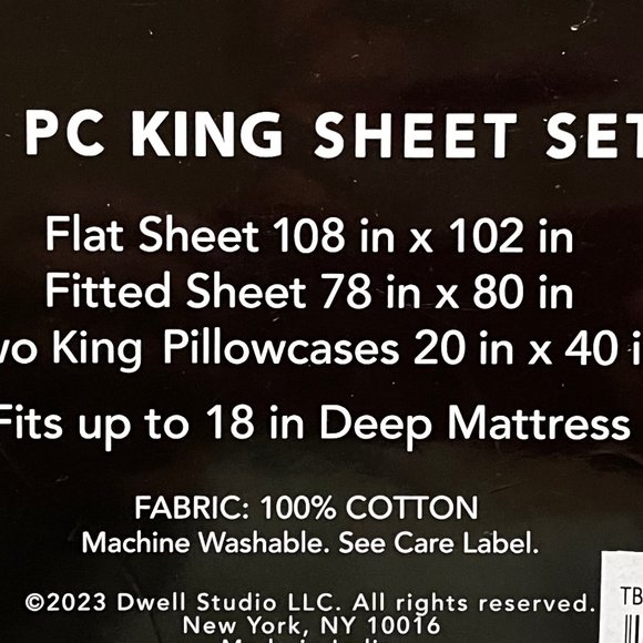 Dwell Studio KING Size GREY Sheet Set - 100% Cotton Percale - Solid Light Gray - Picture 5 of 5